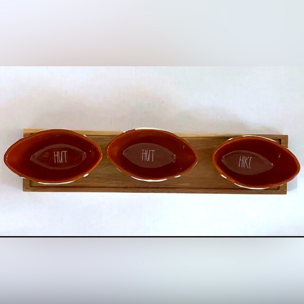 Rae Dunn “Hut Hut Hike” Football Dipping Bowls